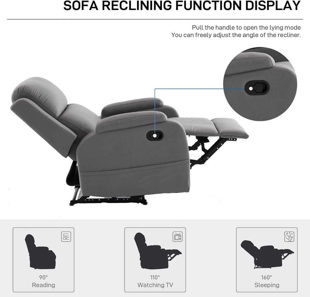 Leather Recliner Chair with Adjustable Backrest F18188