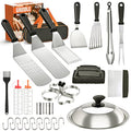 14pcs Flat Top Grill Accessories Set with Spatulas, Basting Cover, Scraper, Tongs E277