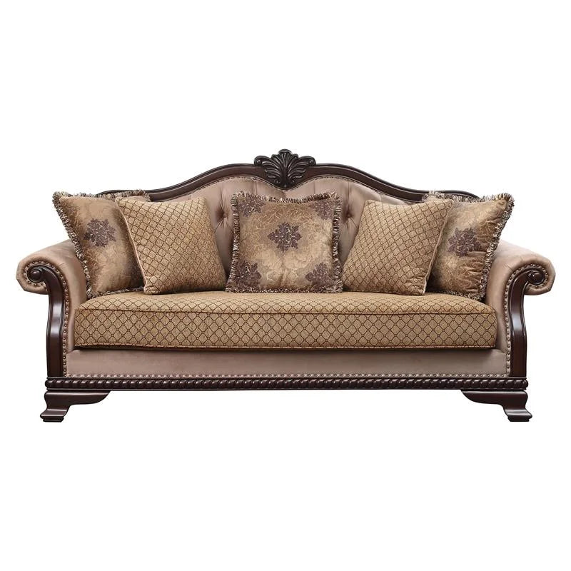 Brown Espresso Sofa with 5 Pillows T1634