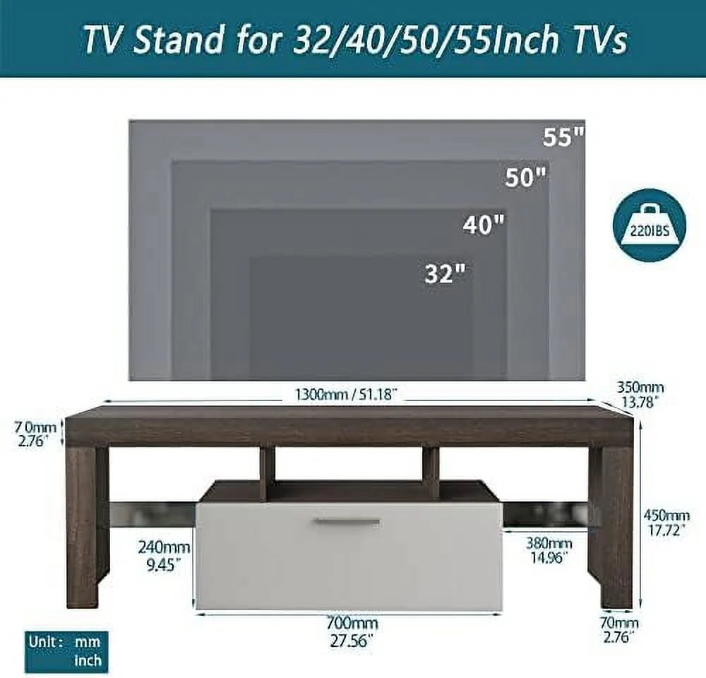 Brown TV Stand with LED Lights and Drawer M16906