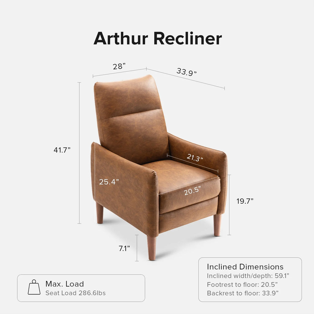 Pecan Brown Faux Leather Recliner H49566