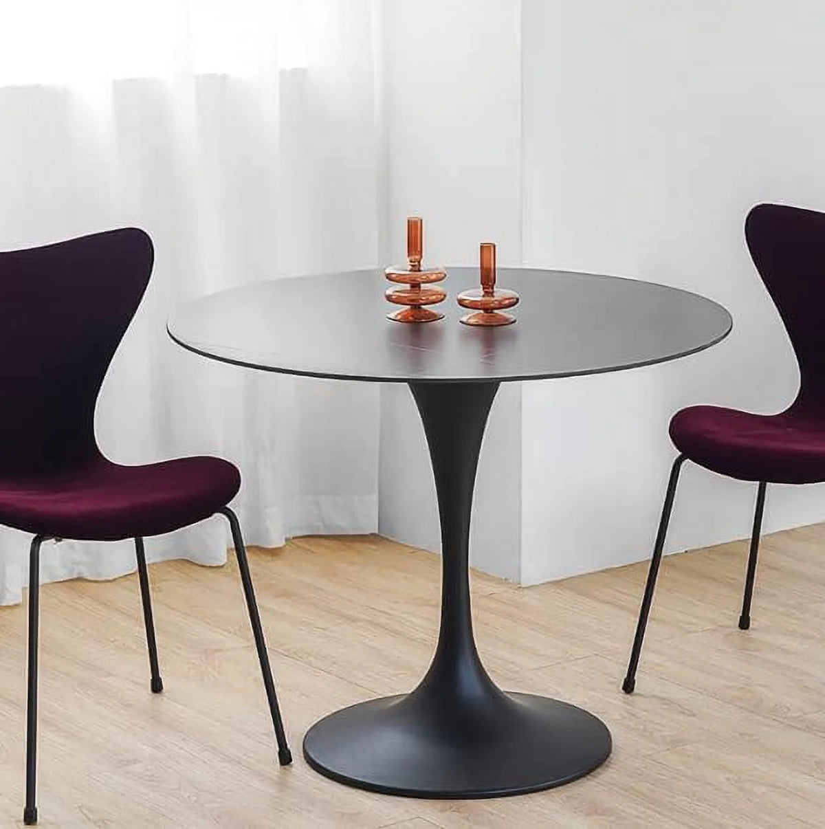 Round Dining Table 27.6" W Black H86967
