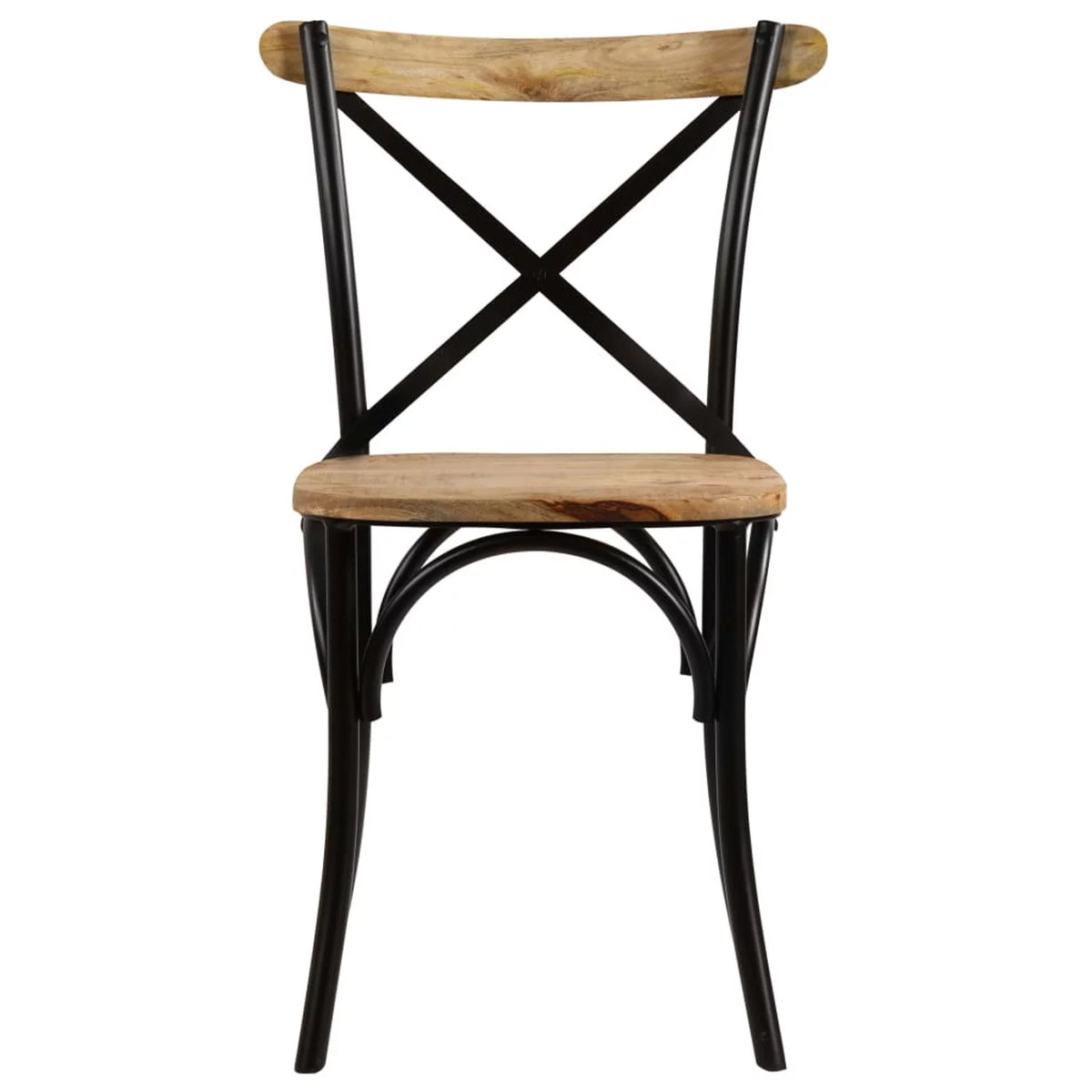 Black Solid Mango Wood Cross Chairs 2 pcs Q563