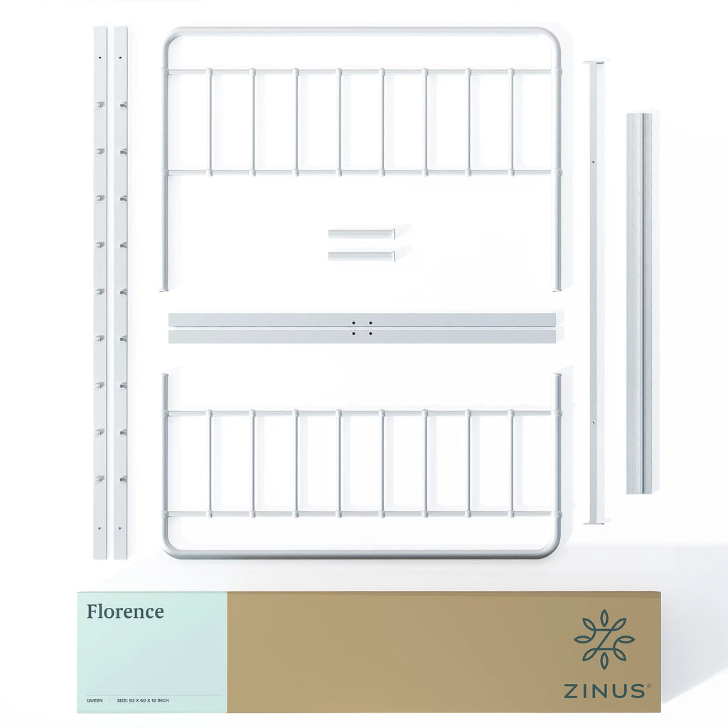 King White Metal Platform Bed Frame O452