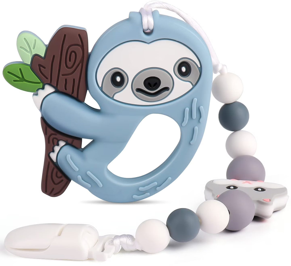 Silicone Baby Teething Toys with Pacifier Clip Holder Set F596