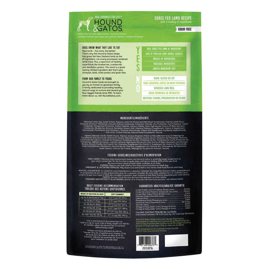 Grain-Free Grass Fed Lamb Recipe Dry Dog Food 24 lb I944