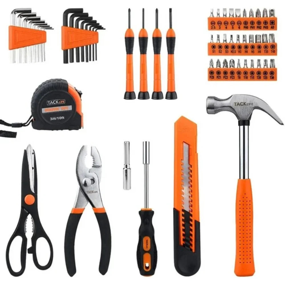 57-Piece Steel Hand Tool Set with Storage Case Black Q571680