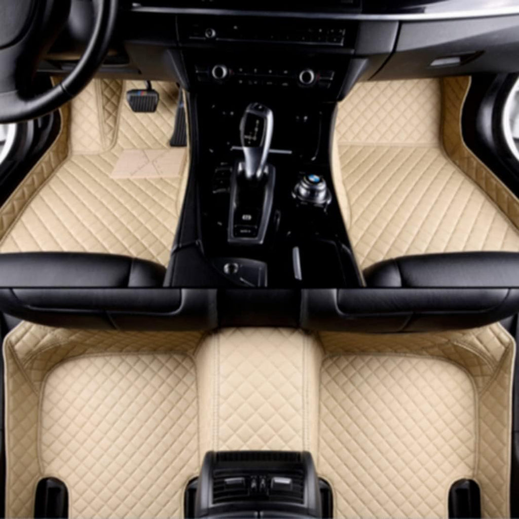 Custom Car Floor Mats All Weather Non-Slip Leather Floor Liners Black Blue A347