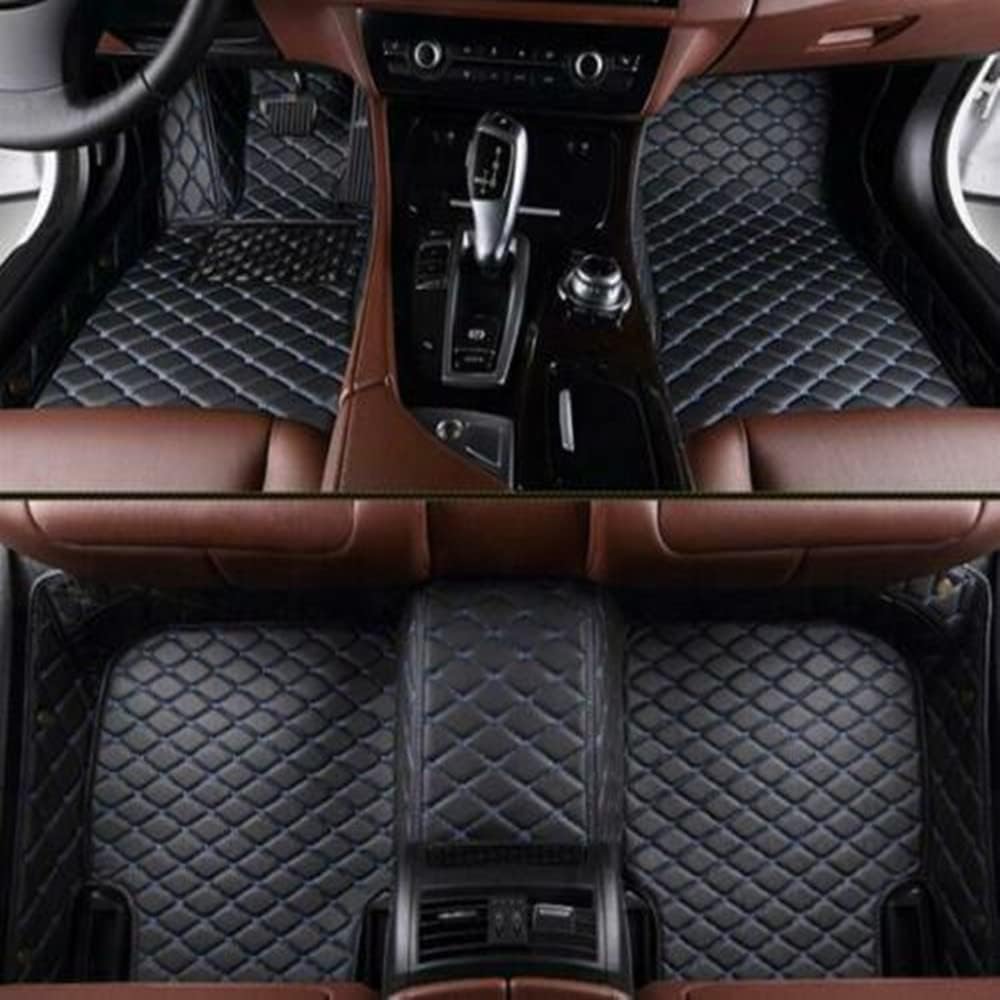 Custom Car Floor Mats All Weather Non-Slip Leather Floor Liners Black Blue A347