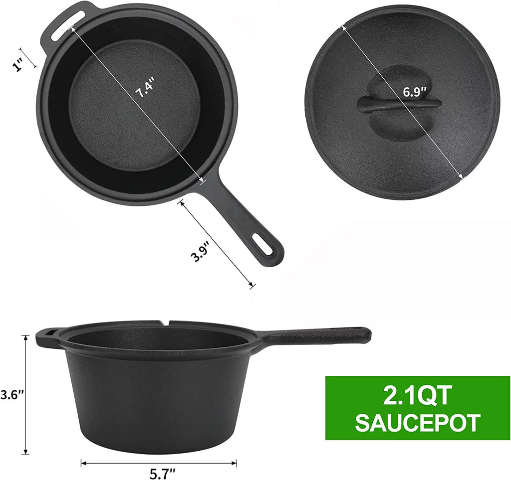 Pre-Seasoned Cast Iron Dutch Oven Cooking Set with Wood Box G704