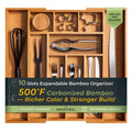 Bamboo Drawer Organizer, 10 Compartment Cutlery Tray, 2.2 Inch Deep M302782