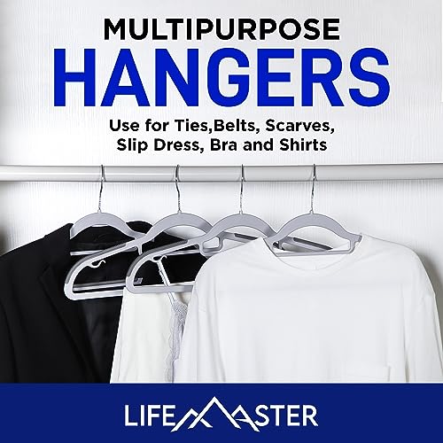 80 Pieces Black Clothes Hanger Set with 360° Swivel Hook and Non-Slip Rubber Design P107