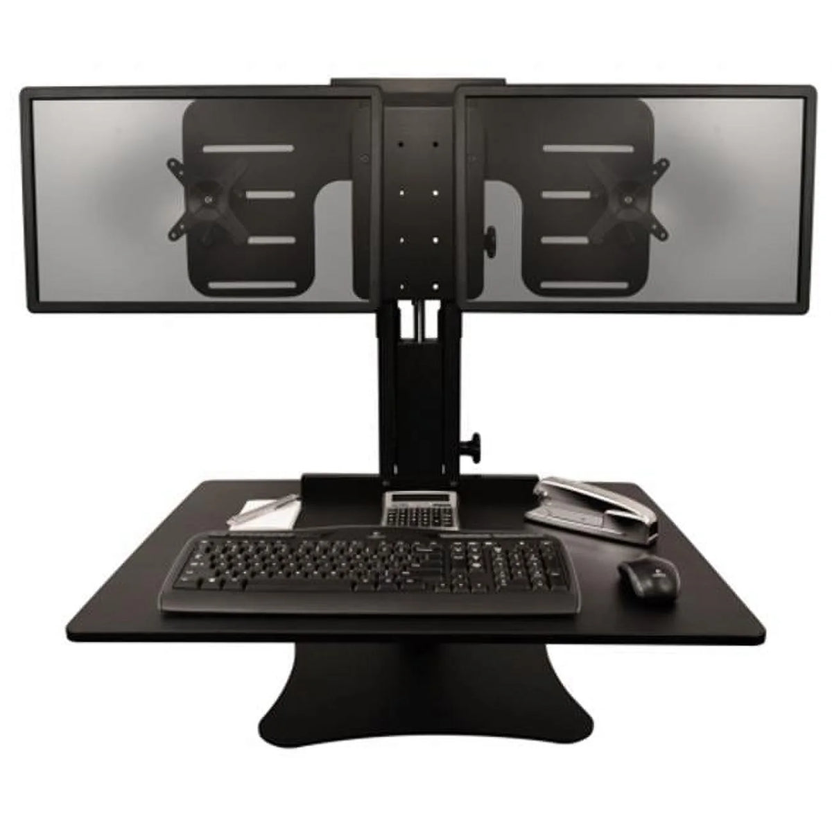 Black Dual Monitor Sit-Stand Desk Converter E5884