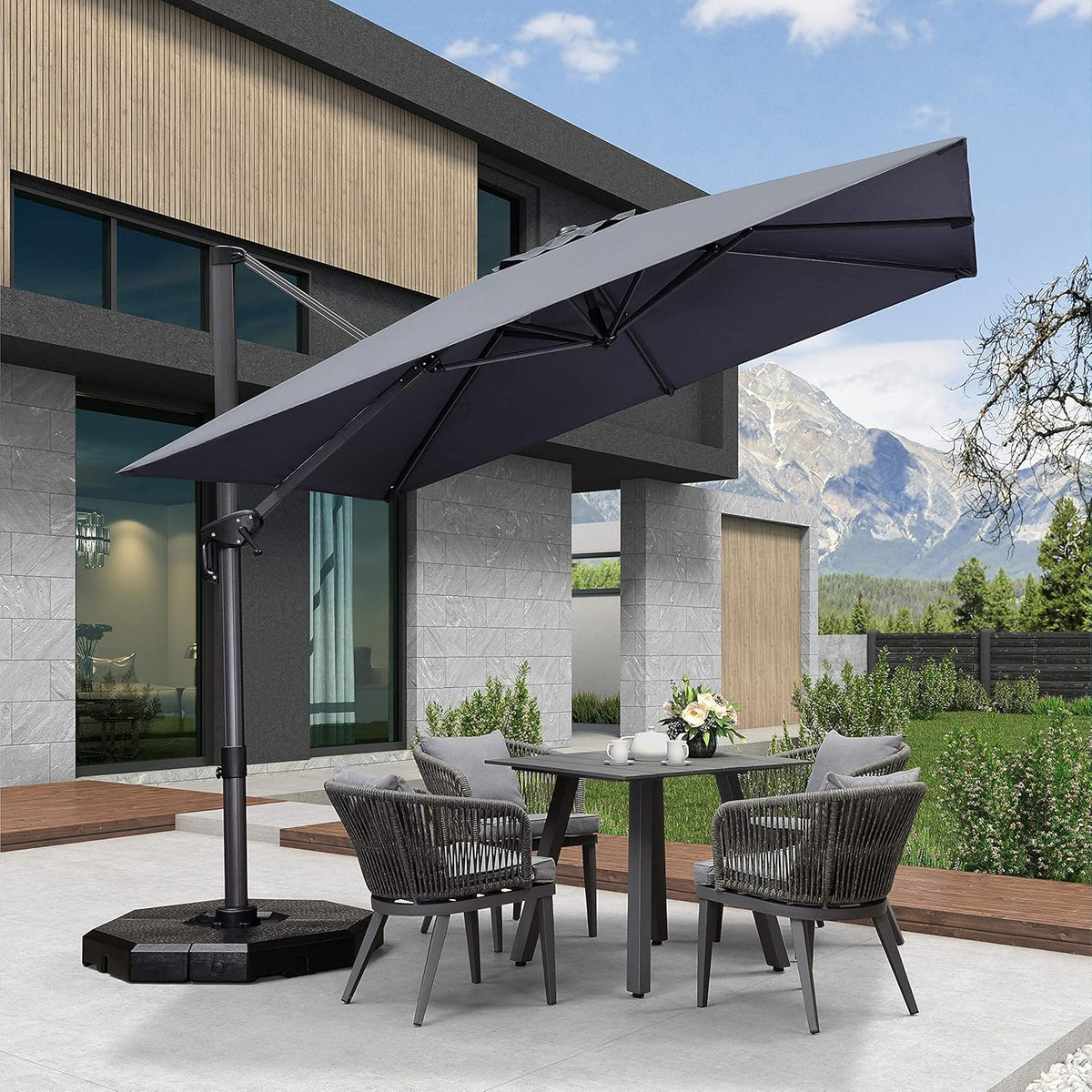 8 Feet Beige Cantilever Square Patio Umbrella R90088