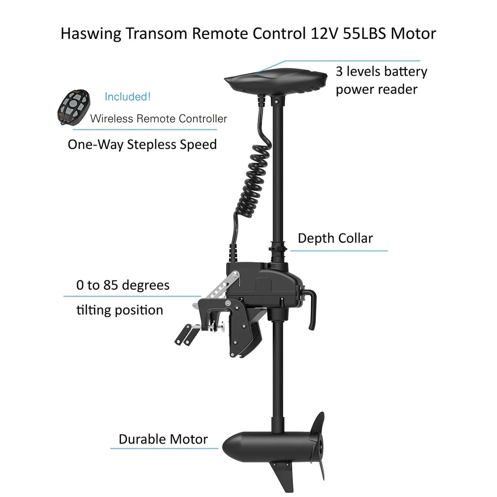 11.5ft Inflatable Pontoon Boat with Black 12V 55LBS Remote Trolling Motor and Foot Control M80113