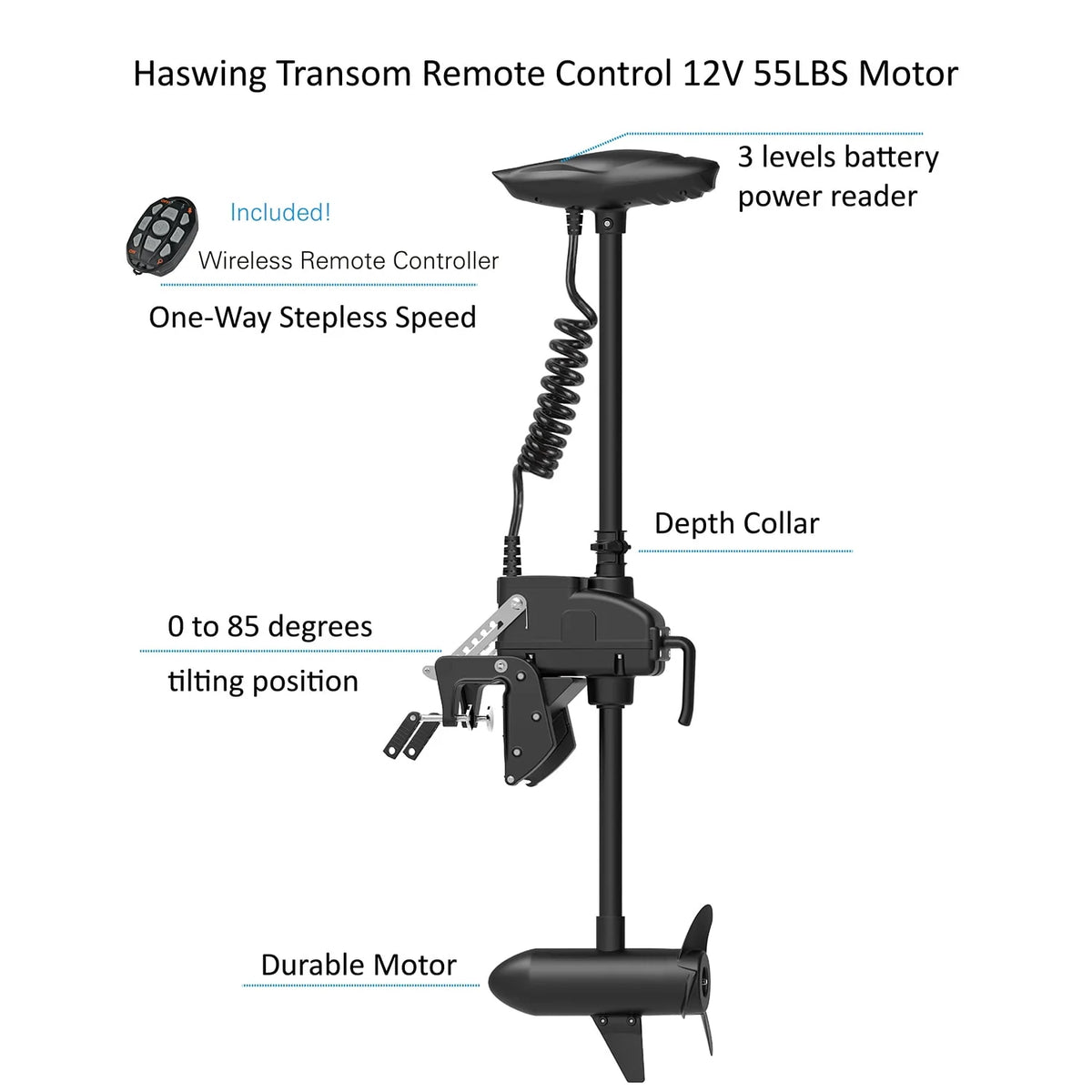 11.5ft Inflatable Pontoon Boat with Black 12V 55LBS Remote Trolling Motor and Foot Control M80113