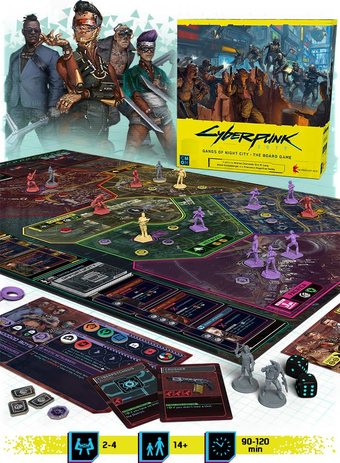 Cyberpunk 2077: Gangs of Night City Board Game, Ages 14+, 1-4 Players, 90-120 Min T796