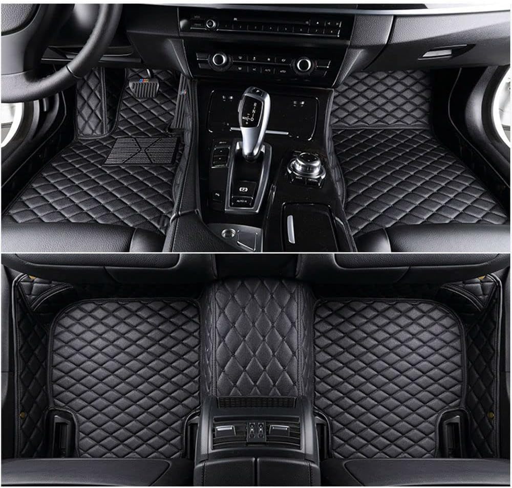 Custom Car Floor Mats All Weather Non-Slip Leather Floor Liners Black Blue A347