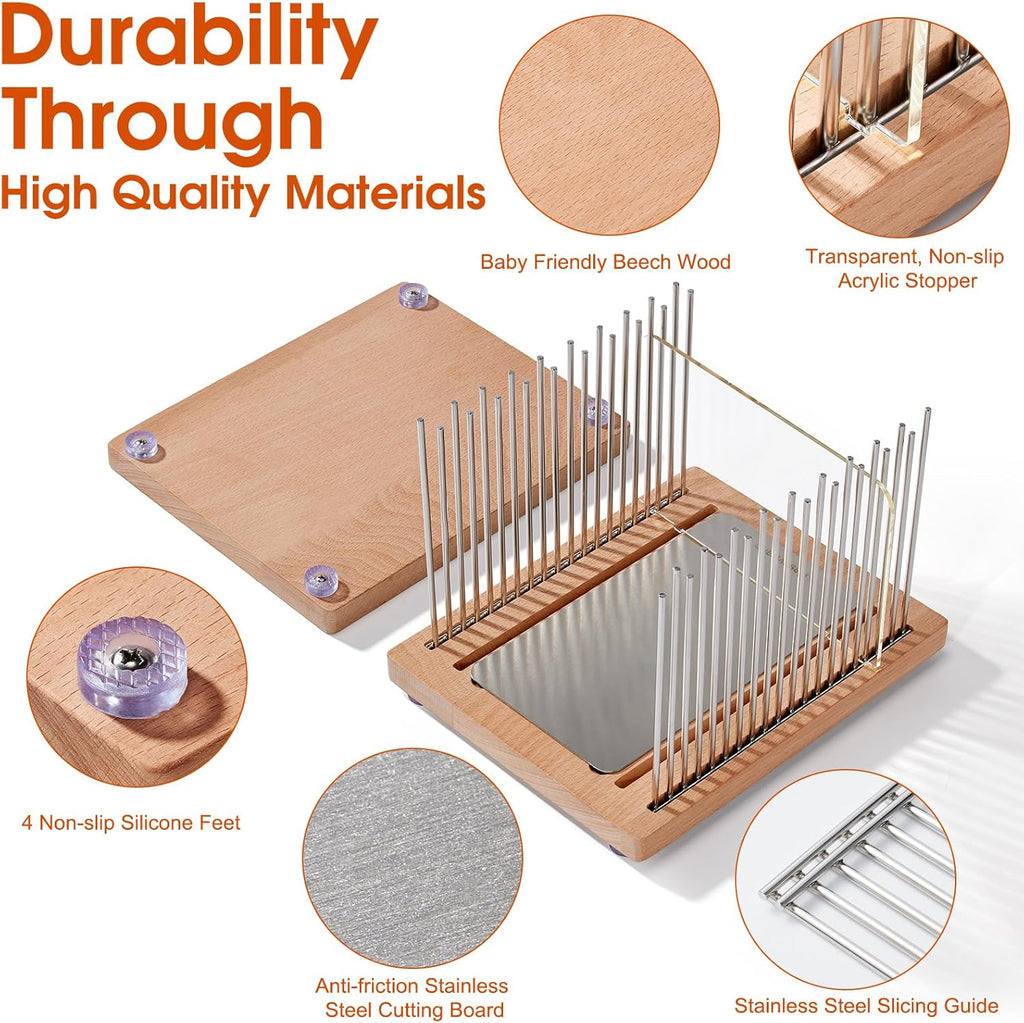 Stainless Steel Bread Slicer Guide with Beechwood Bread Cutting Board V72057
