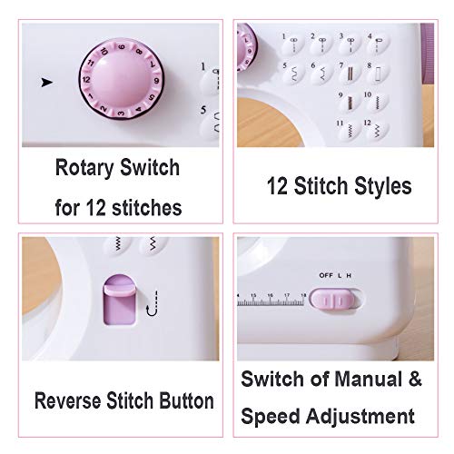 Electric Mini Portable Sewing Machine with 12 Built-in Stitches and Foot Pedal L5712
