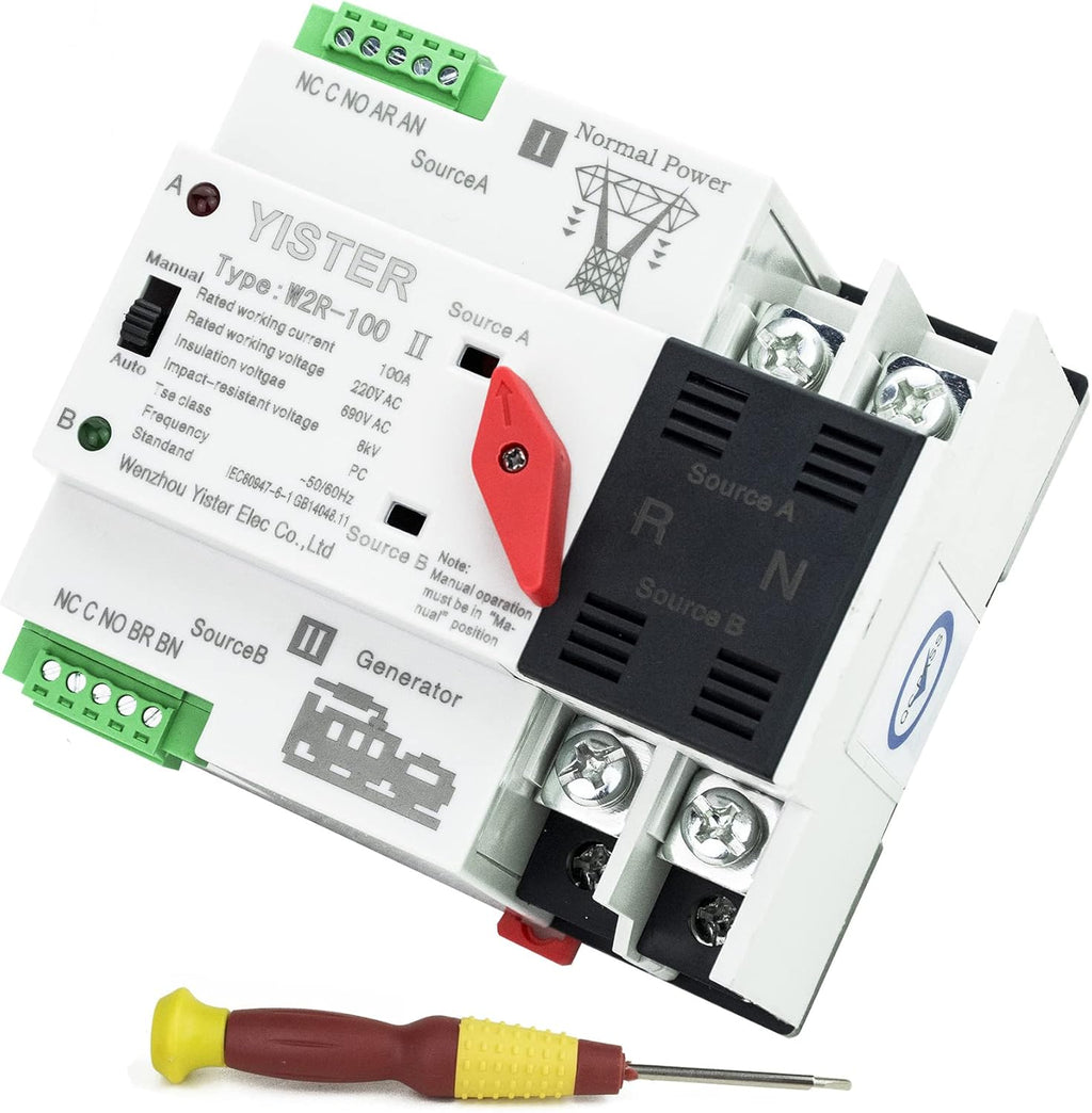 WiFi RF433 Remote Control 2P Dual Power Automatic Transfer Switch 16-100A Din Rail Mounted I350042