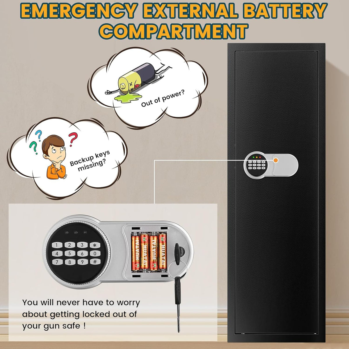 Black 7-8 Fireproof Gun Safe with Digital Keypad P871