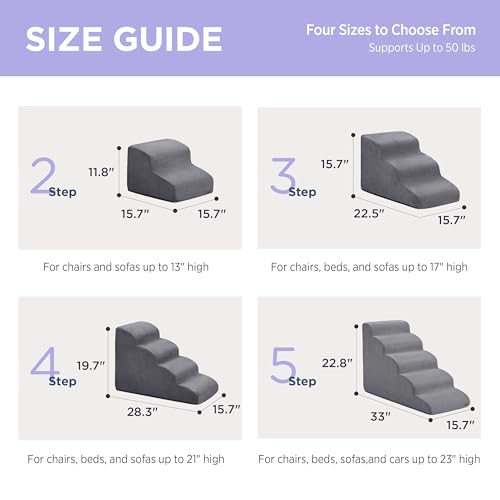 Grey 5 Step Dog Stairs with Non-Slip Bottom X826190