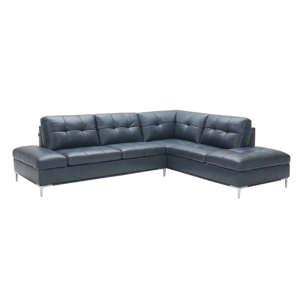 Blue Italian Leather Sectional Sofa H2507