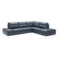Blue Italian Leather Sectional Sofa H2507