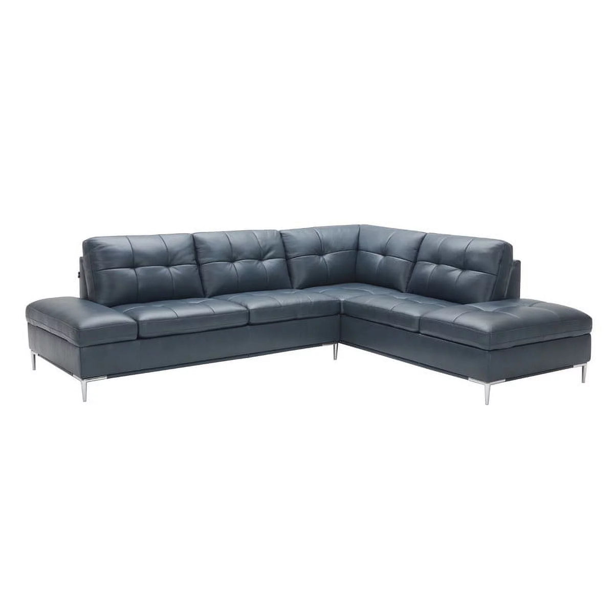 Blue Italian Leather Sectional Sofa H2507