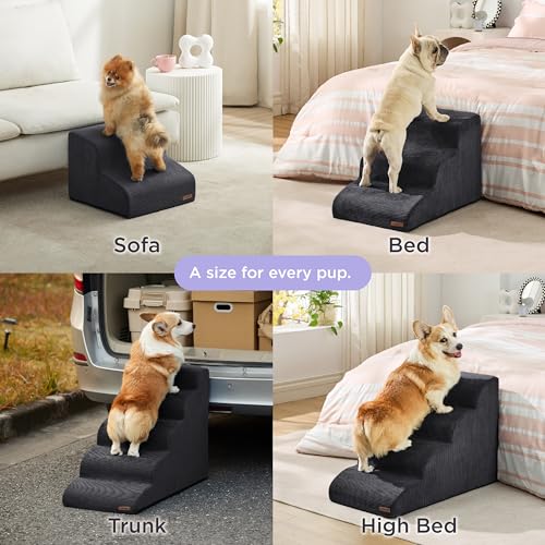Grey 5 Step Dog Stairs with Non-Slip Bottom X826190