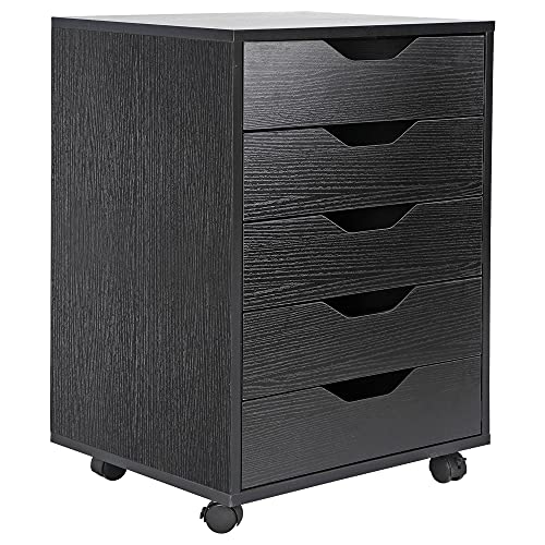White 5 Drawer Mobile File Cabinet with Casters N62677