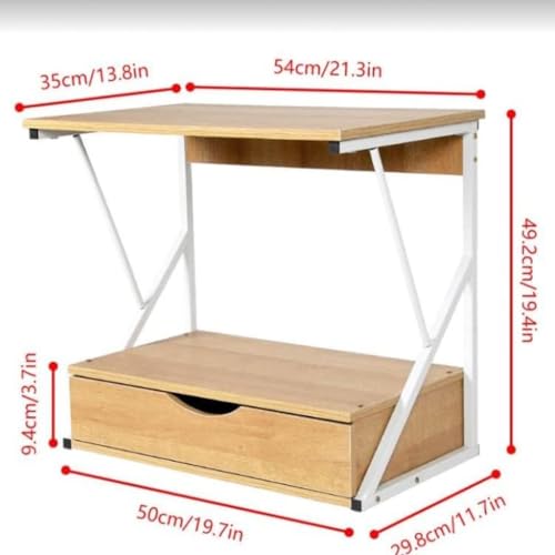 2 Tier Wooden Microwave Stand Shelf with Drawer A903086