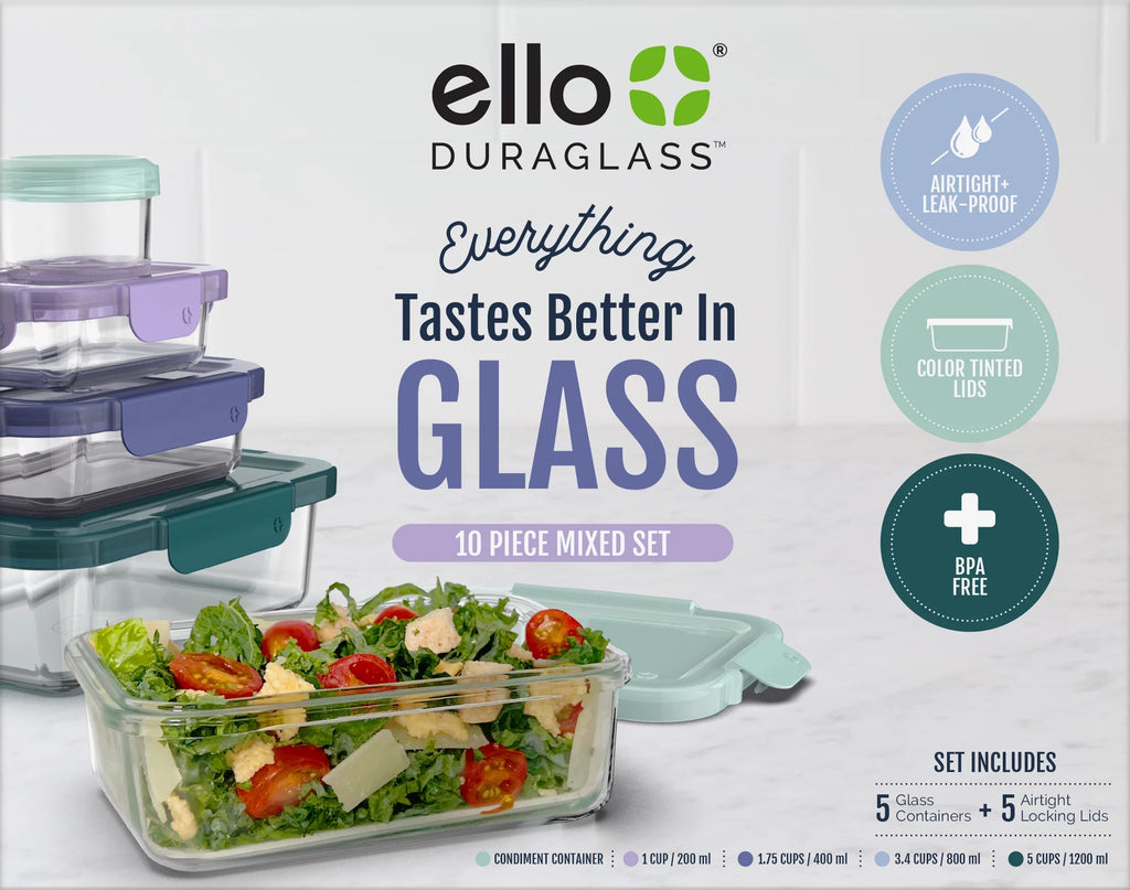 10 Piece Glass Food Storage Containers with Lids I180