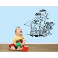 Turquoise Blue 47in x 42in Pirate Ship Wall Decal W203053