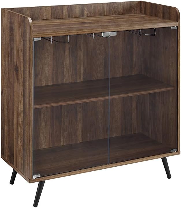 Dark Walnut 30 Inch Glass Door Bar Cabinet P846236