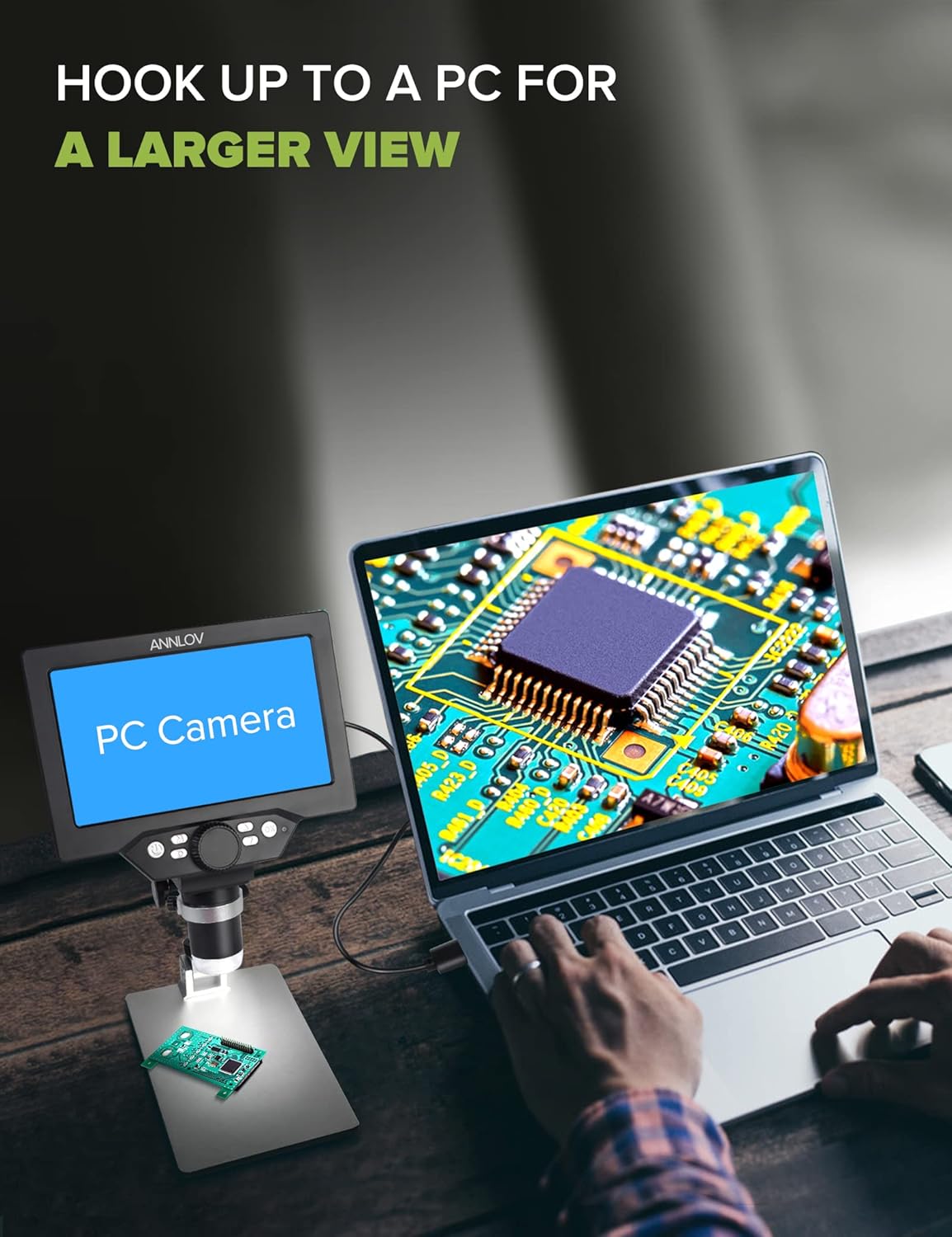 1200X 1080P 12MP LCD Digital Microscope with Metal Stand Z162792