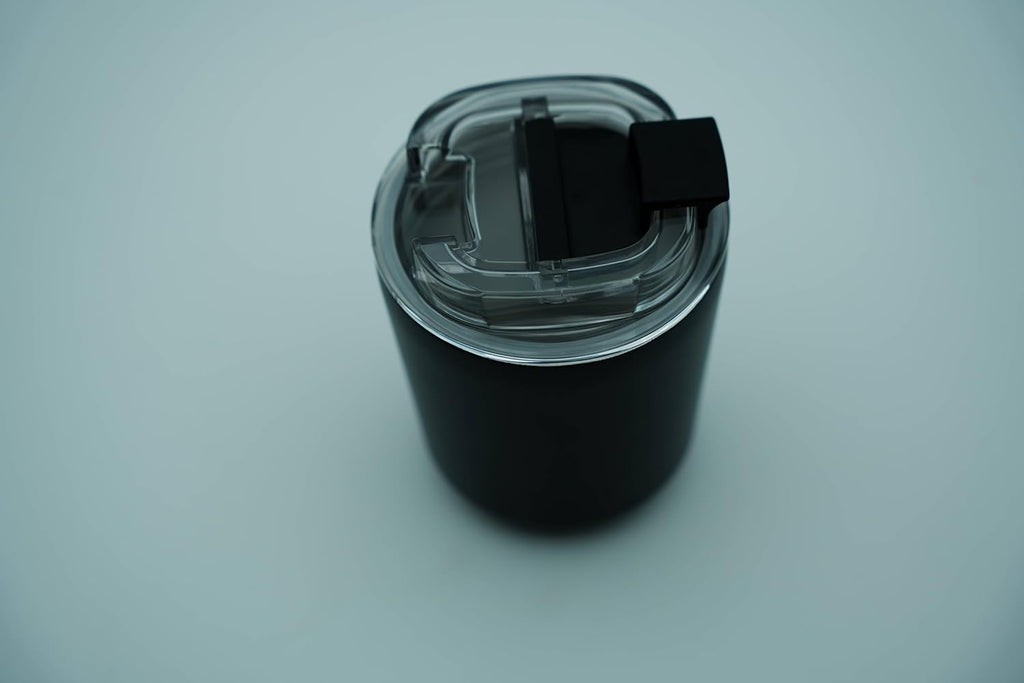 8.8oz stackable stainless steel vacuum insulated espresso cup with lid black W9329