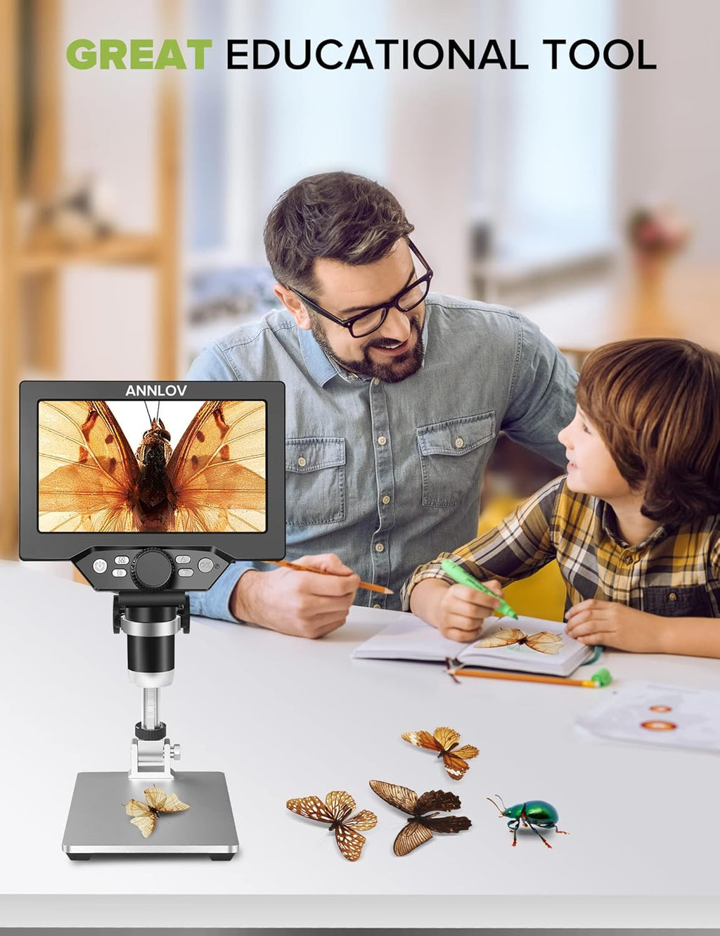 1200X 1080P 12MP LCD Digital Microscope with Metal Stand Z162792