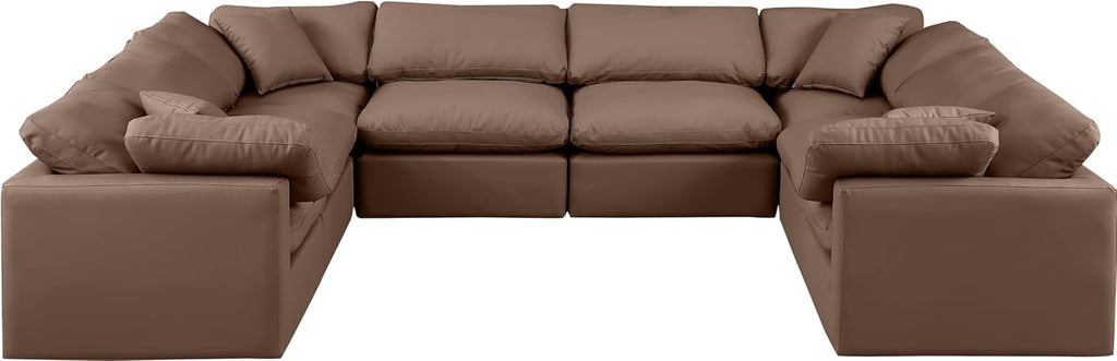 Brown Vegan Leather Sectional G565