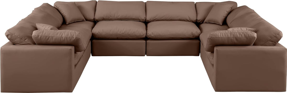 Brown Vegan Leather Sectional G565