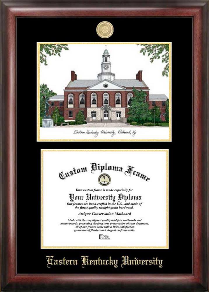 Gold Embossed Diploma Frame with Campus Images Lithograph G903