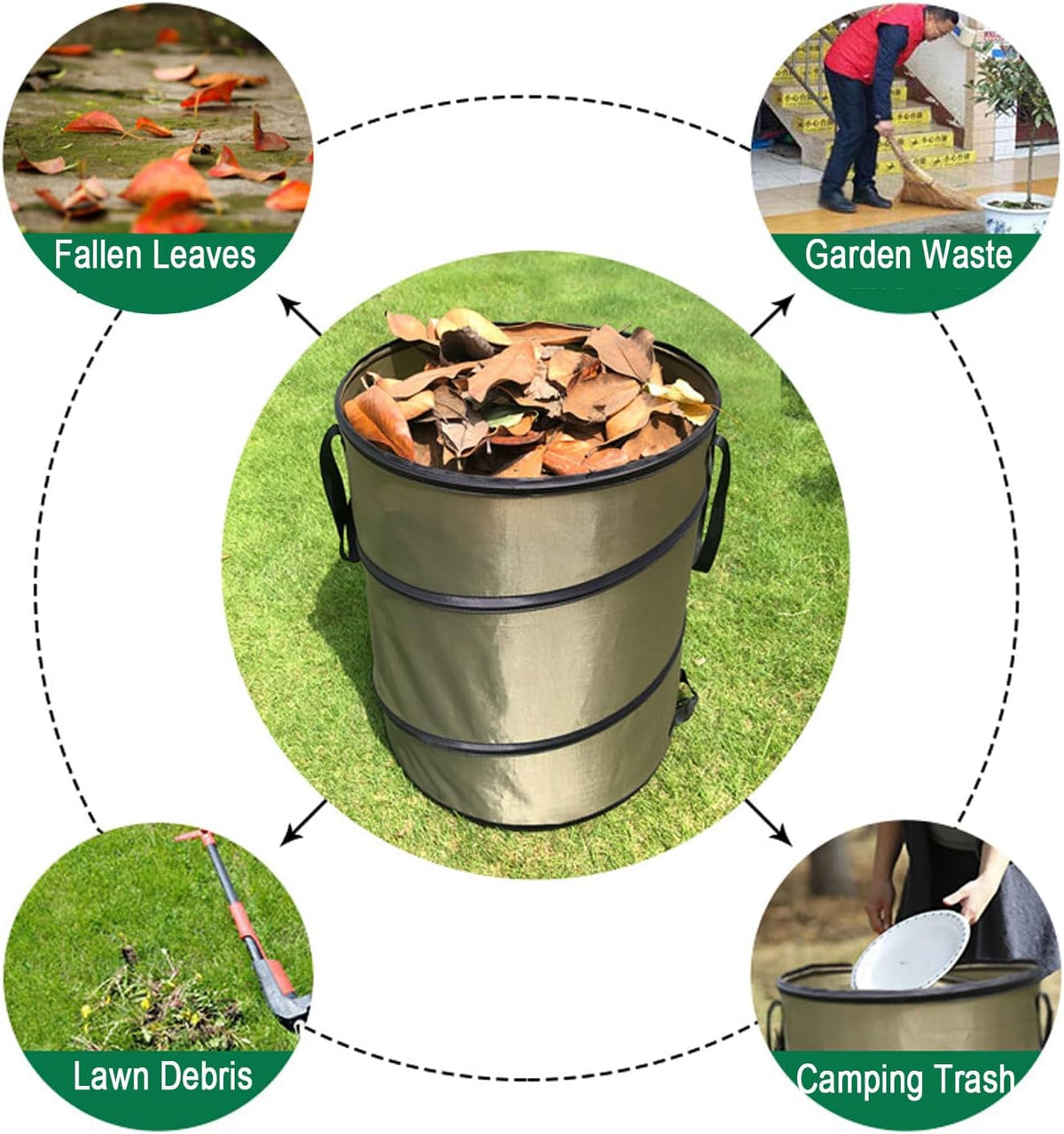 2 Pack 24 Gallon 30 Gallon Pop-Up Reusable Yard Waste Bags Y10100