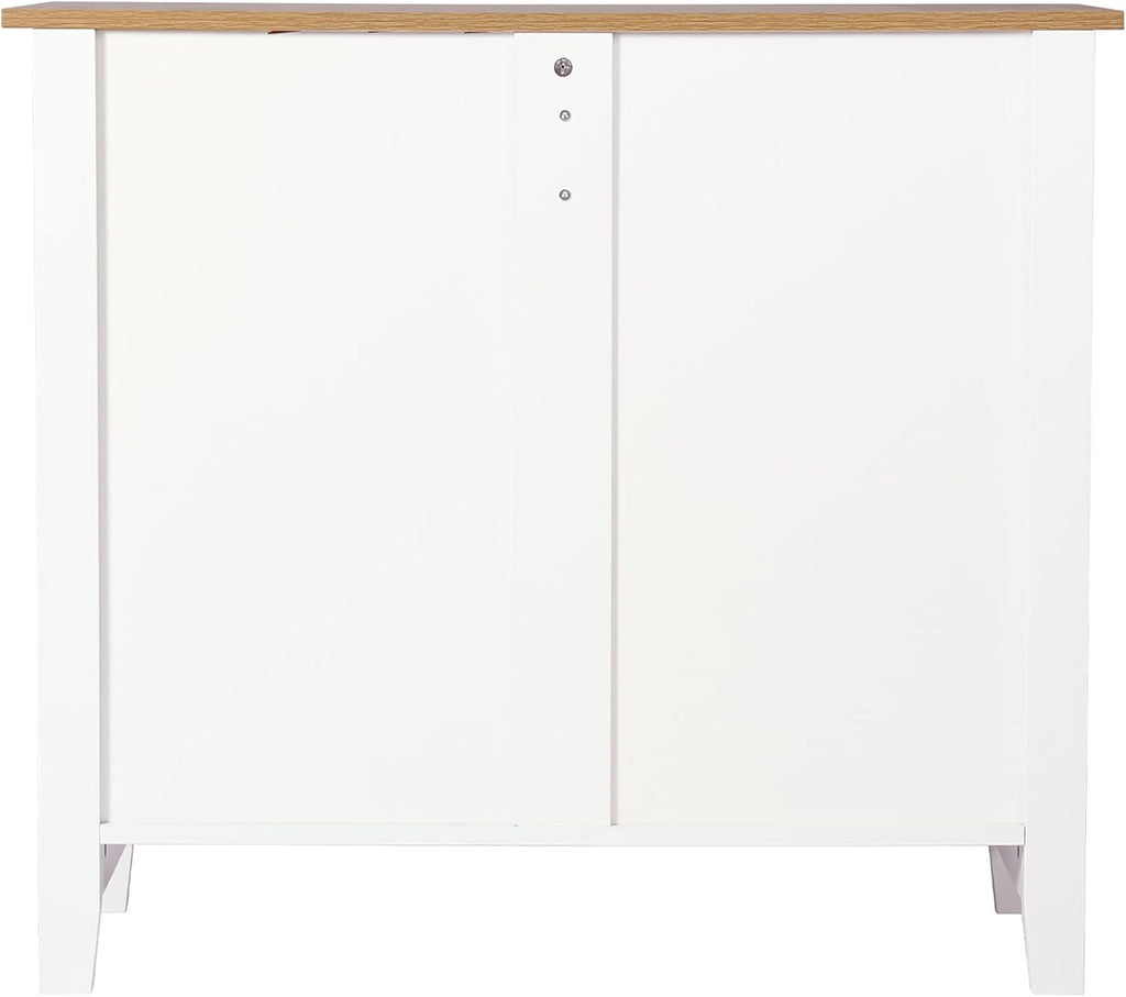 Ivory White Kitchen Sideboard Buffet Storage Cabinet with 2 Drawers P461269