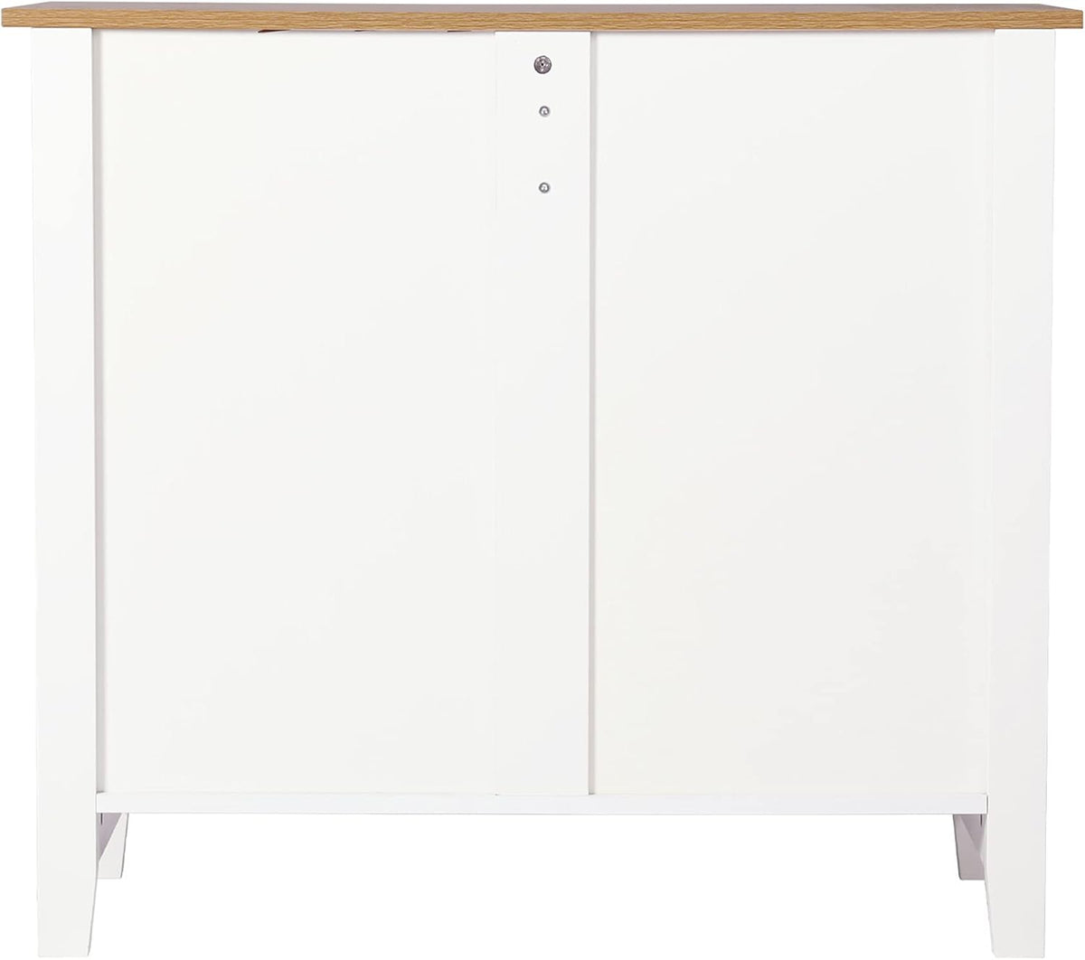 Ivory White Kitchen Sideboard Buffet Storage Cabinet with 2 Drawers P461269