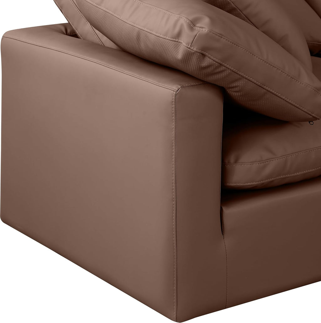 Brown Vegan Leather Sectional G565