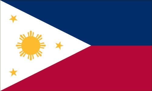 Philippines Flag, Nylon, 3' x 5', Canvas Header, Brass Grommets P416