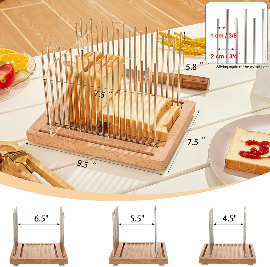 Stainless Steel Bread Slicer Guide with Beechwood Bread Cutting Board V72057