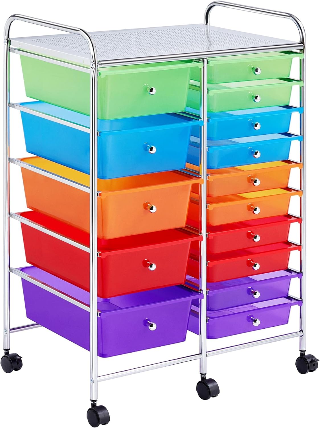 White 15 Drawers Rolling Storage Cart P64640