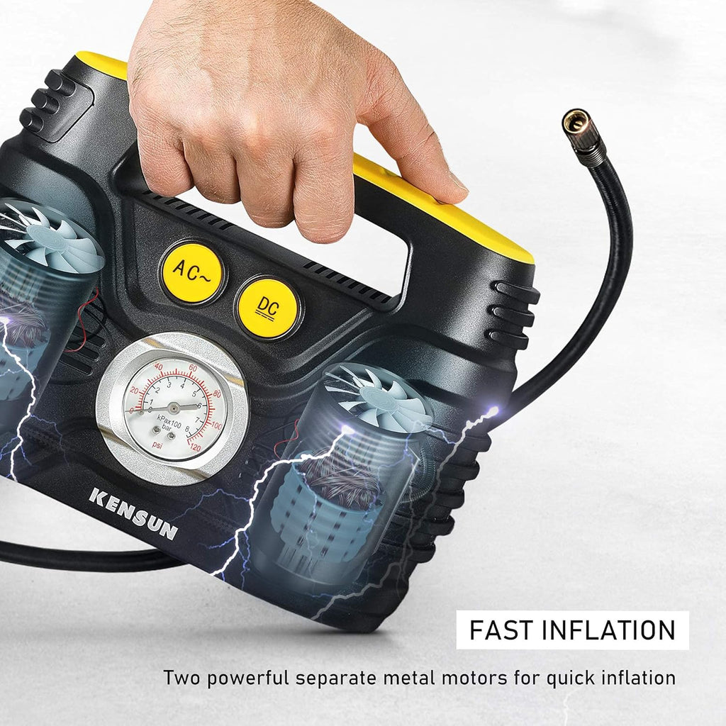 Portable Air Compressor 12V DC 110V AC 100 PSI Tire Inflator U672